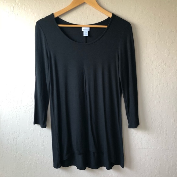 KENAR Black Scoop Neck Asymmetrical Hem Top S - Picture 2 of 8